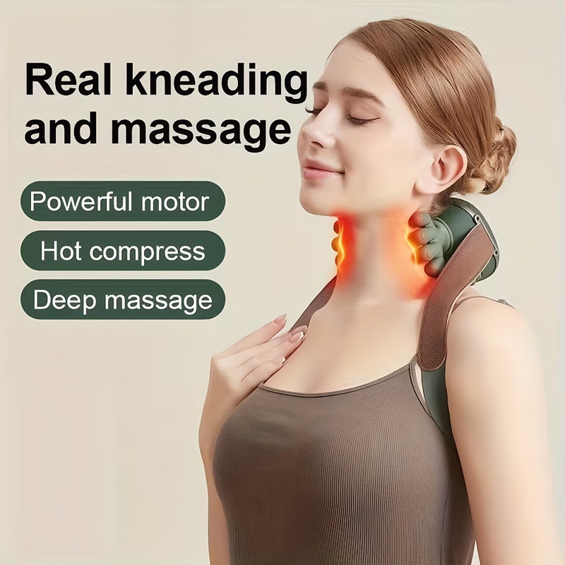 Dexmary Neck Massager with Heat, Neck Massager for Pain Relief Deep Tissue, Shiatsu Shoulder and Back Massager with 3 Modes & 2 Heat Levels, Portable and Rechargeable, Relax Muscle Tension (Green) - Image 2