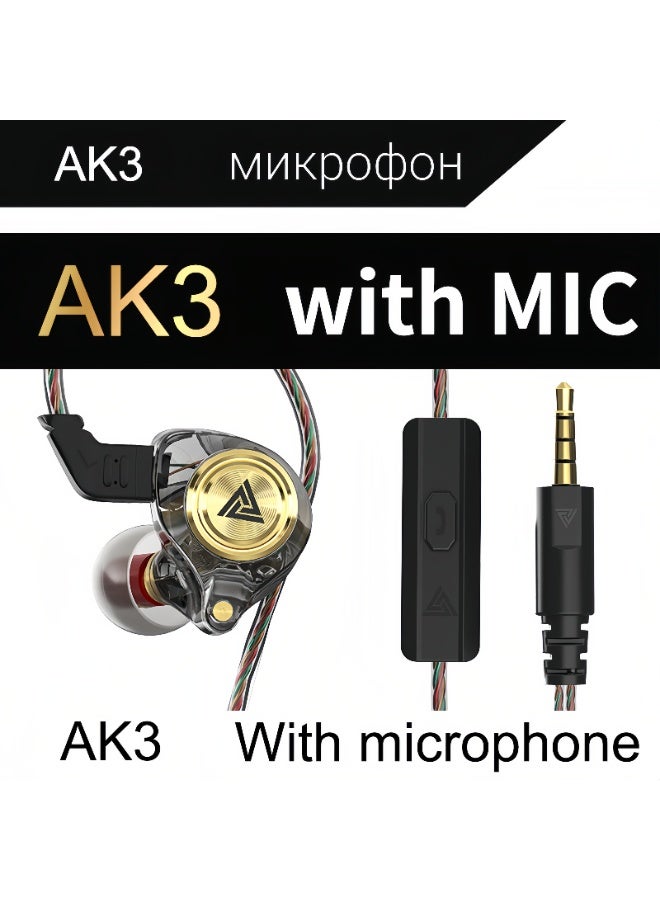 QKZ AK3 FiLe-Black Professional In-Ear Wired Earphones Hi-Res Audio Gaming Headset with Mic 3.5mm Jack Deep Bass Stereo Sound Earbuds for Mobile Phone Laptop PS4 PS5 Xbox - Image 2