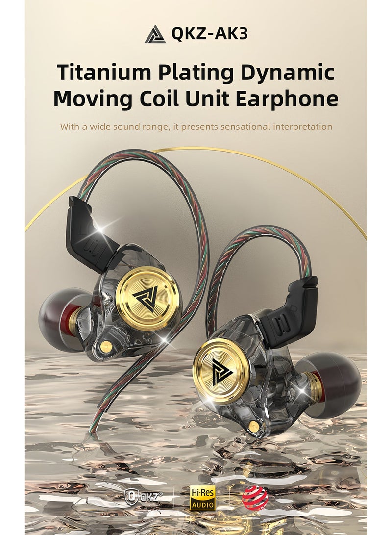 QKZ AK3 FiLe-Black Professional In-Ear Wired Earphones Hi-Res Audio Gaming Headset with Mic 3.5mm Jack Deep Bass Stereo Sound Earbuds for Mobile Phone Laptop PS4 PS5 Xbox - Image 3