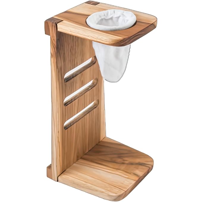 Chorreador Handmade Costa Rican Pour Over Coffee Maker  Wooden Stand with Reusable Cloth Filter  Traditional Drip Brewer, Foldable for Home, Camping & Giftingot - Image 1