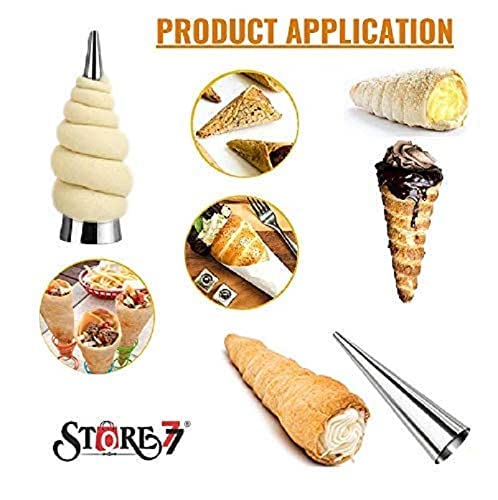 CONNECTWIDE STORE77 DIY NonStick Stainless Steel Baking Cones Set 6 Pack Cream Horn Molds 55 inch Stainless Steel Baking Cones Cream Horn Forms for Croissant Shell Cream Roll 6Pcs Cone 15 x 4 CM  - Image 3