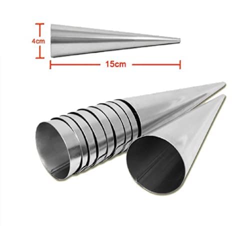 CONNECTWIDE STORE77 DIY NonStick Stainless Steel Baking Cones Set 6 Pack Cream Horn Molds 55 inch Stainless Steel Baking Cones Cream Horn Forms for Croissant Shell Cream Roll 6Pcs Cone 15 x 4 CM  - Image 2