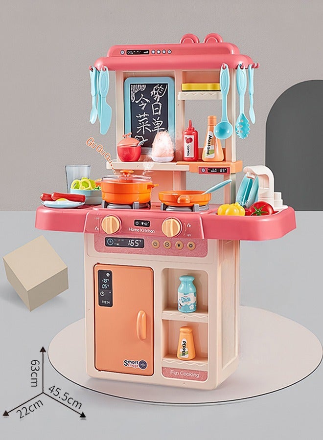 Bukela Deluxe Electric Kids Kitchen Playset kitchen Toys with Automatic Dishwasher, Realistic Lights/Sounds/Steam - 63x22x45cm Pretend Cooking Toy with Food, Fruits & Utensils, Educational Role Play Gift for Boys & Girls - Image 1