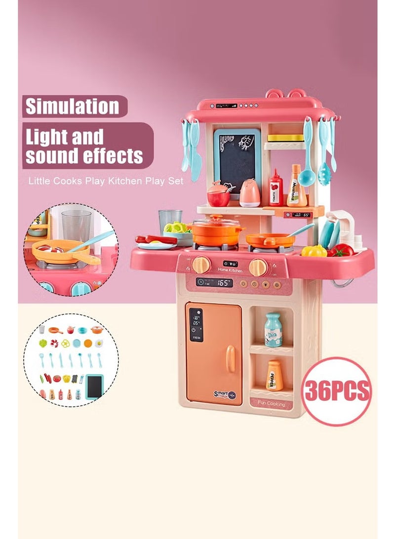 Bukela Deluxe Electric Kids Kitchen Playset kitchen Toys with Automatic Dishwasher, Realistic Lights/Sounds/Steam - 63x22x45cm Pretend Cooking Toy with Food, Fruits & Utensils, Educational Role Play Gift for Boys & Girls - Image 2