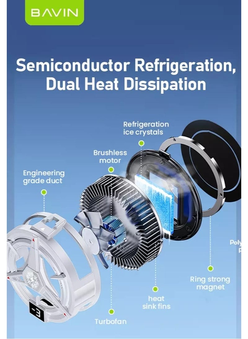 Bavin Magnetic Gaming Cooler Fast Cooling, Heat Dissipation, Adjustable Fan, Compatible with iPhone and Android Devices - Image 5