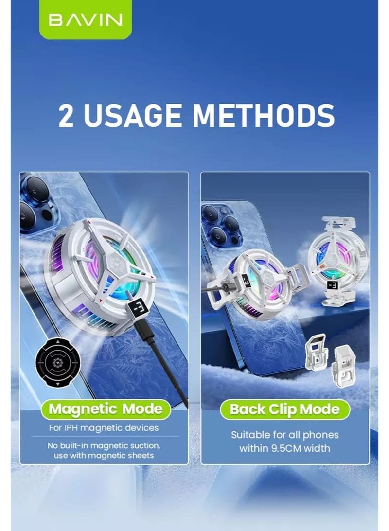 Bavin Magnetic Gaming Cooler Fast Cooling, Heat Dissipation, Adjustable Fan, Compatible with iPhone and Android Devices - Image 4