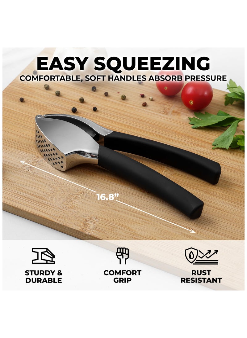 comfort grip الثوم المطحنة - الثوم المطحنة - الثوم المطحنة - الثوم المطحنة - مانع االصدأ ، مع مقبض مريح لينة وسهلة التنظيف مع مقشرة وفرشاة - Image 2