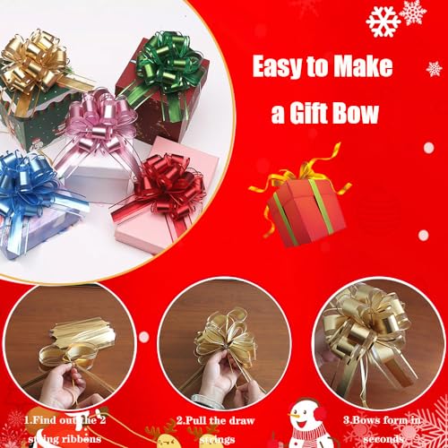 HQJAXJ 6 PCS Pull Bows,Gold Gift Bows for Presents 6 inch Pull Bow for Gifts Wrapping Party Gift Boxes Bow Basket Packaging Bows for Valentine's Day Presents Flower Decorations (gold) - Image 3