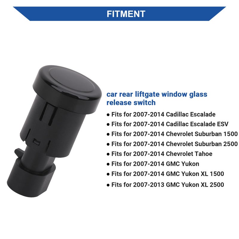 Obaee Car Back Rear Liftgate Window Glass Release Switch Button Compatible with Chevy Tahoe/Chevrolet Suburban 1500 2500 / Cadillac Escalade/GMC Yukon 2007-2014 Replace OE 15798062 22863048 - Image 2