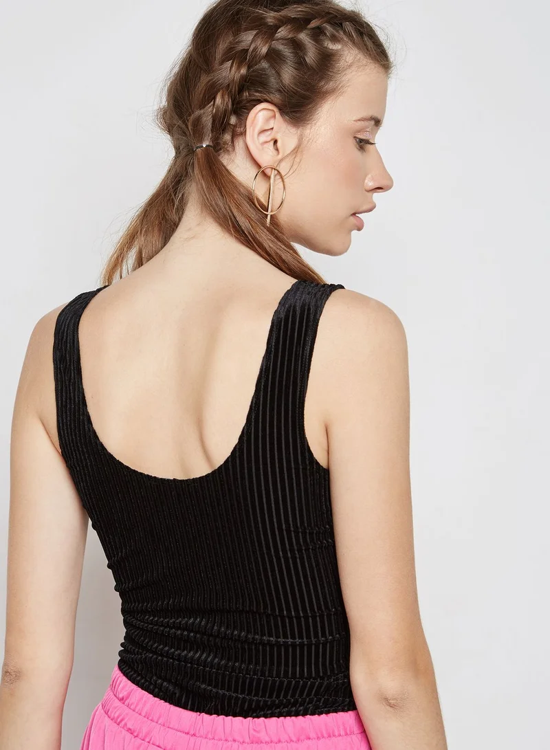 FOREVER 21 Slogan Velvet Ribbed Body