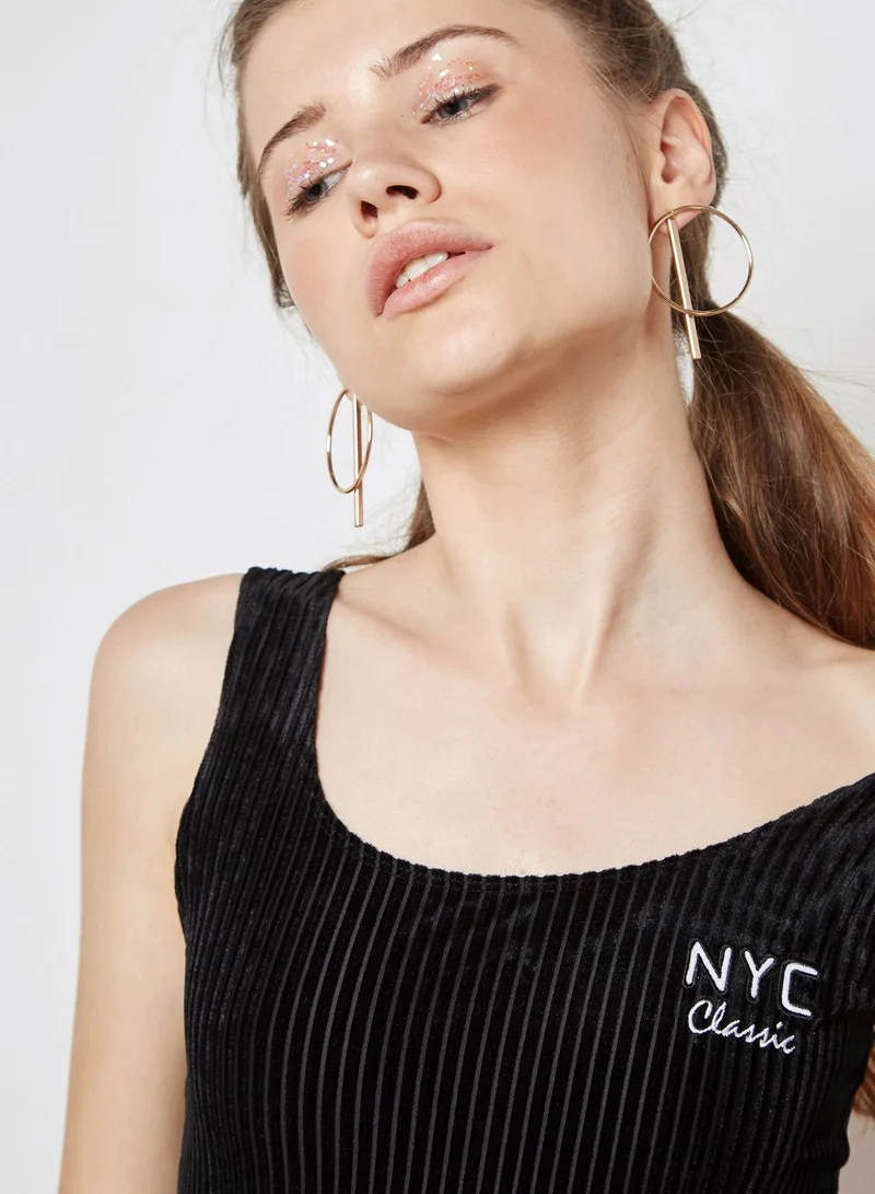 FOREVER 21 Slogan Velvet Ribbed Body