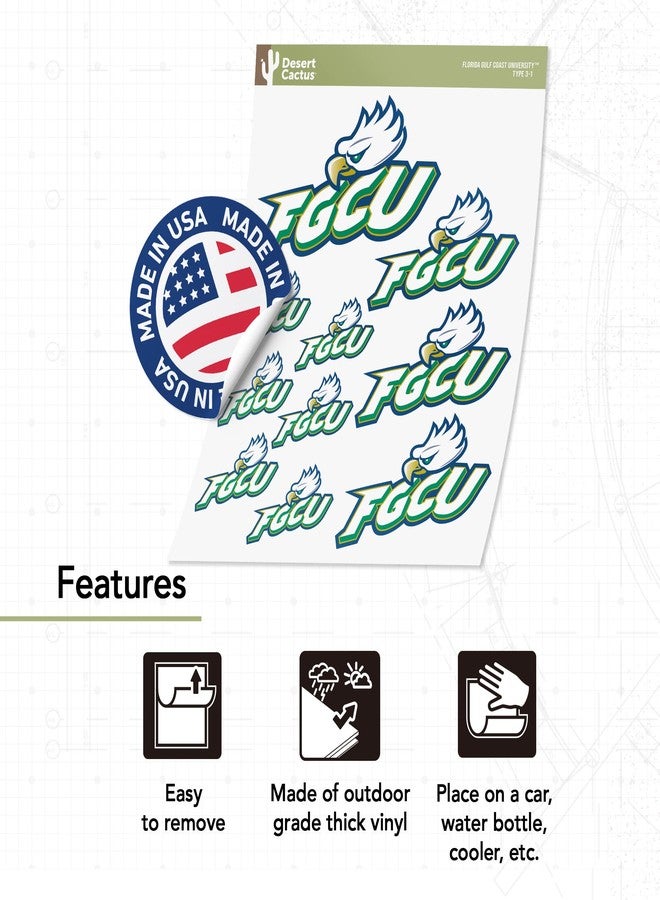 Desert Cactus Florida Gulf Coast University Sticker FGCU Eagles Sticker Vinyl Decals Laptop Water Bottle Car Scrapbook Sheet T3 (Type 3-1) - Image 4