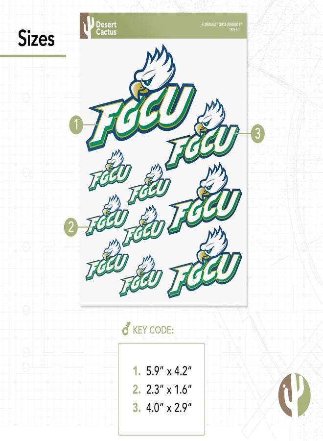 Desert Cactus Florida Gulf Coast University Sticker FGCU Eagles Sticker Vinyl Decals Laptop Water Bottle Car Scrapbook Sheet T3 (Type 3-1) - Image 3
