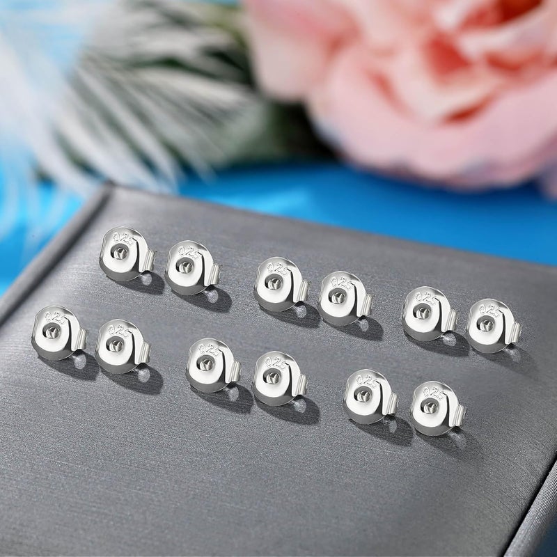 Formulen 14K White Gold Plated Silver Earring Backs Replacements - Hypoallergenic Earring Backs for Studs, Secure Ear Locking for Stud Earrings Ear Nut for Posts, 12Pcs/6 Pair - Image 5