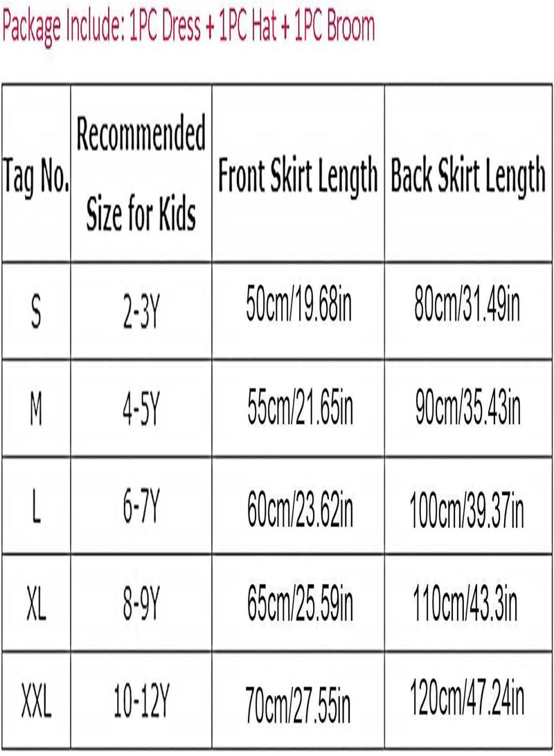 Orange Witch Costume for Girls, Halloween Party Witch Dress with Broom, for Kids Girls Fairytale Party Carnival Role Play
