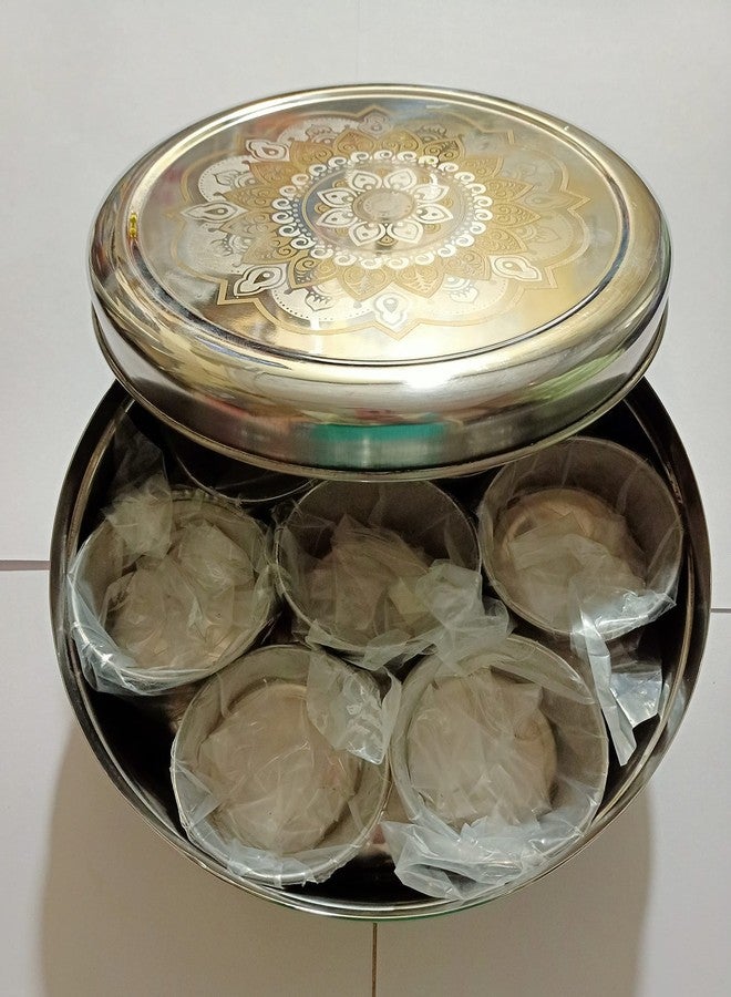 Silvester® Stainless Steel Rangoli Laser Design Spice Storage Masala Dabba - Image 3