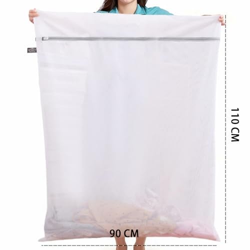 Kimmama Laundry Mesh Wash Bags, Lingerie Bags for Washing Delicates, Mesh Laundry Bags for Washing Machine, White Net, Grey Zipper, Super Large - Image 2