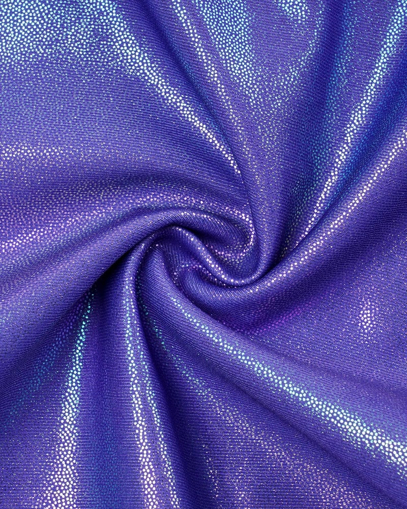 Gogokids Gymnastics Leotards for Girls Long Sleeve Sparkly Rhinestone Dance Unitards Biketards with Shorts, D-purple, 6-7 Years - Image 3