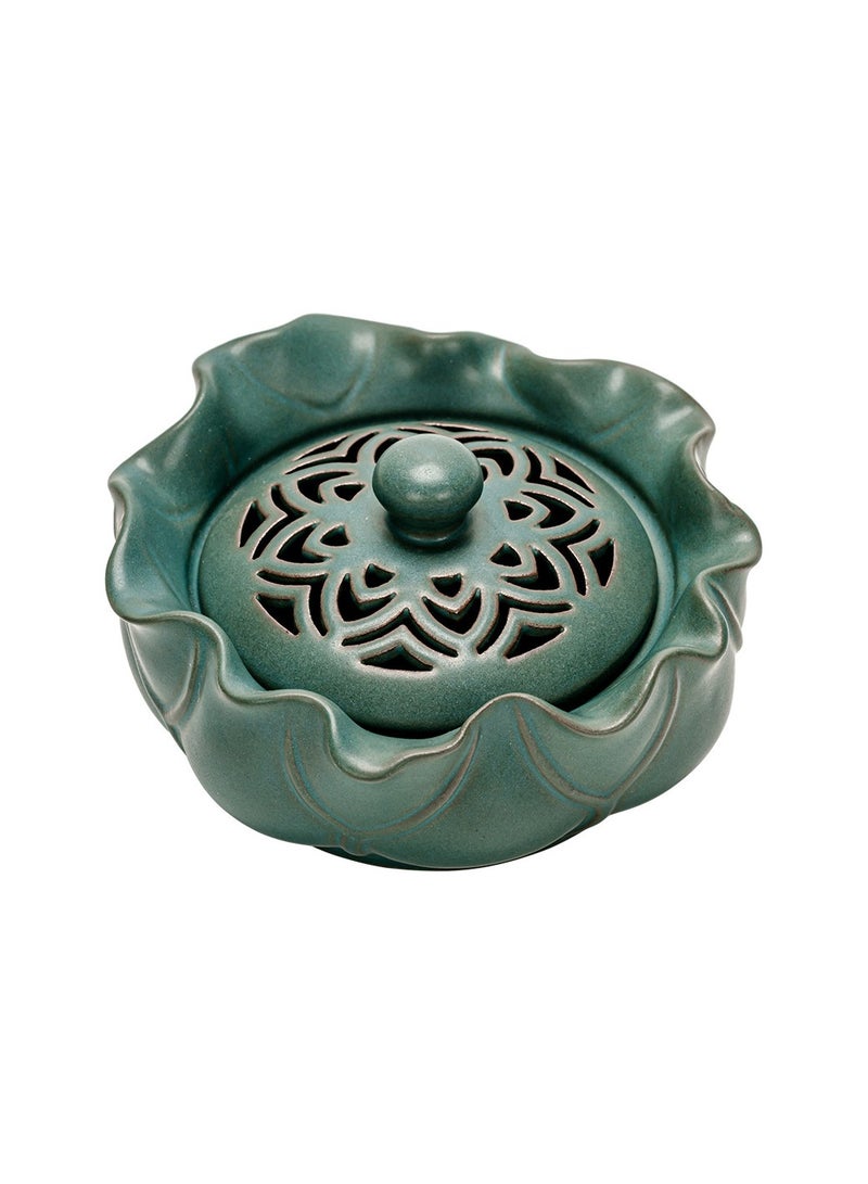 xozgdovg Lotus incense burner ceramic sandalwood home incense ornaments Lotus incense burner/green 