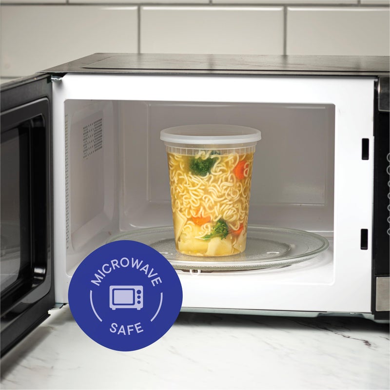 Stack Man Soup Containers with Lids [48 Sets -32 oz.] Quart Plastic Deli Container - Deli Food Storage Containers with Airtight Lids for Freezer & Restaurant Takeout - Image 4