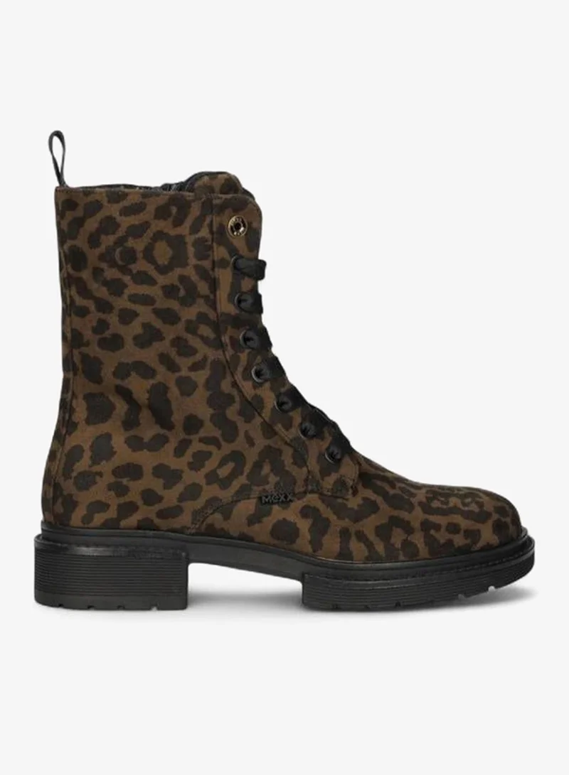 Animal Print Lace-Up Ankle Boots