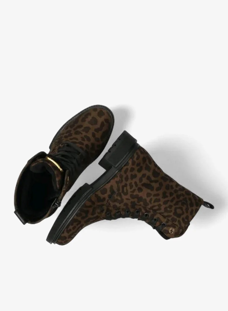 MEXX BROWN Animal Print Lace-Up Ankle Boots for Women | Best Price UAE