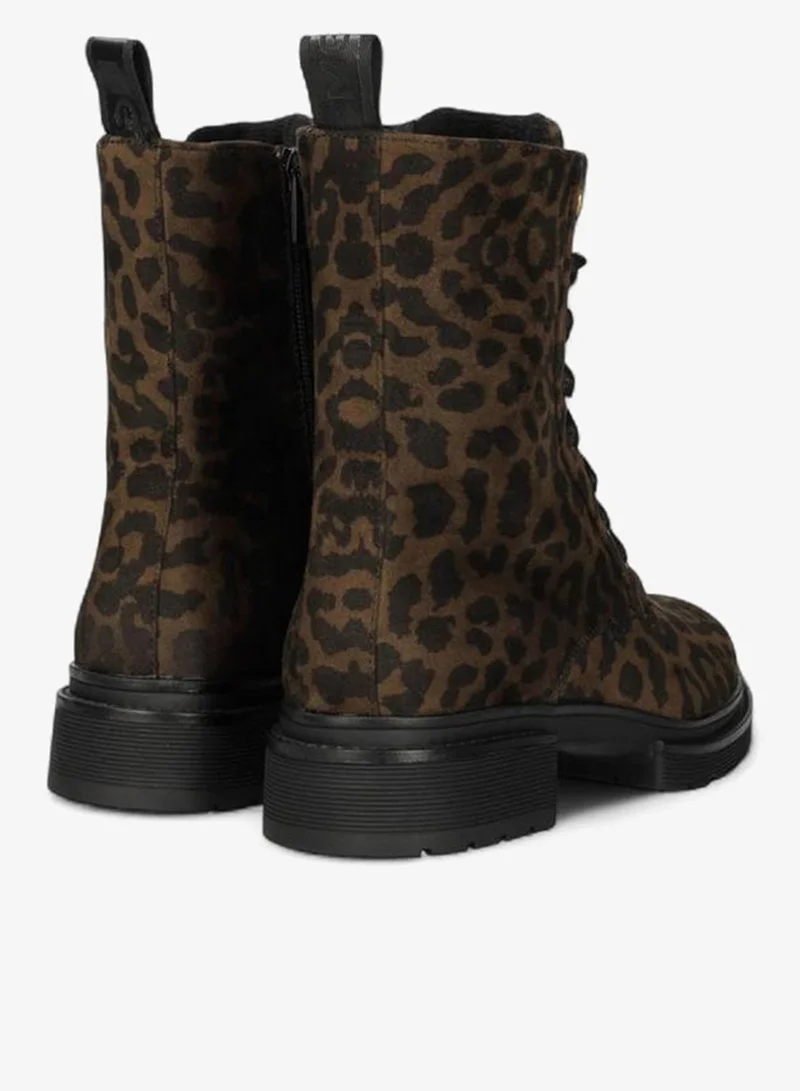 MEXX BROWN Animal Print Lace-Up Ankle Boots for Women | Best Price UAE