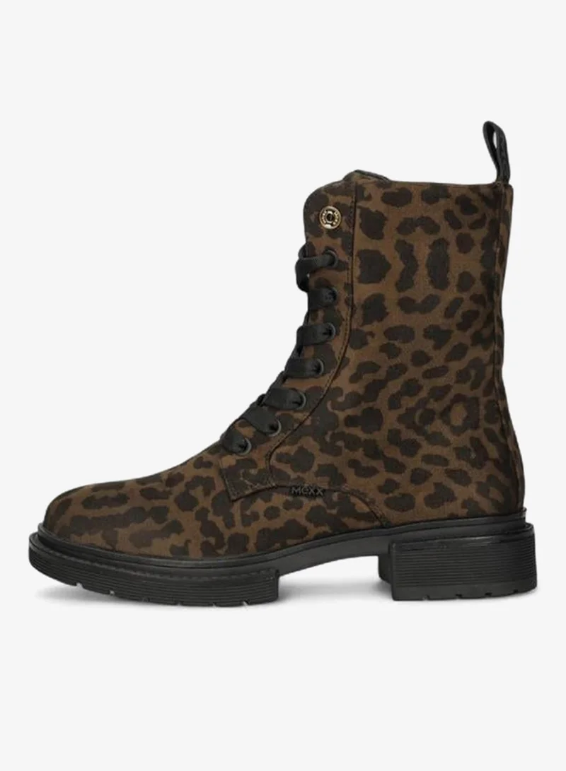 MEXX BROWN Animal Print Lace-Up Ankle Boots for Women | Best Price UAE