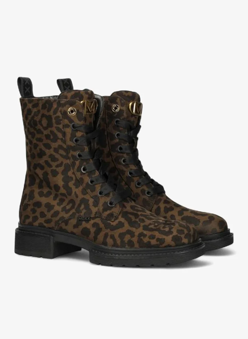 MEXX BROWN Animal Print Lace-Up Ankle Boots for Women | Best Price UAE
