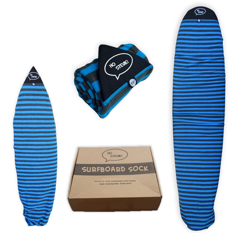 Ho Stevie! surfboard Sock Cover - Light Protective Bag for your Surf Board [Choose Size and Color]  Blue and Gray 6'0" - Image 1