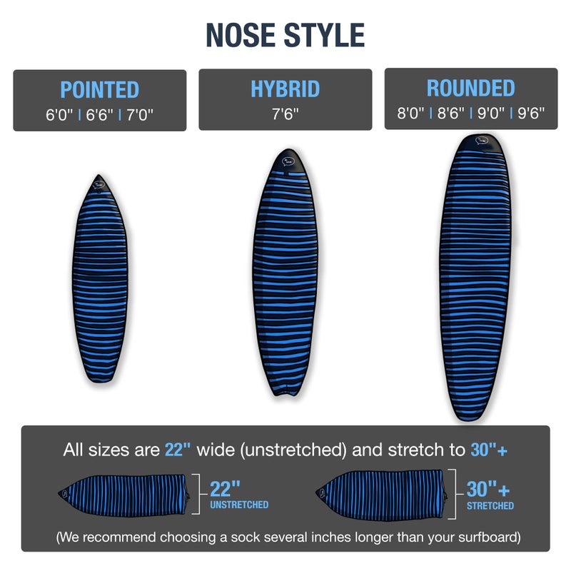 Ho Stevie! surfboard Sock Cover - Light Protective Bag for your Surf Board [Choose Size and Color]  Blue and Gray 6'0" - Image 4