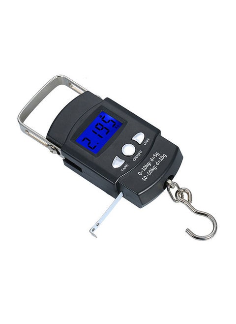 Portable Digital Backlit LCD Screen Fish Hook Hanging Luggage Scale Black