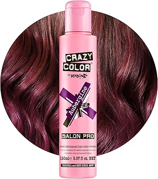 Crazy Color Aubergine SemiPermanent Hair Dye Highly Pigmented Wine Purple Conditioning Oil Nourishing Vegan Formula No Bleach or Ammonia Limited Edition 150ml Size - Image 1