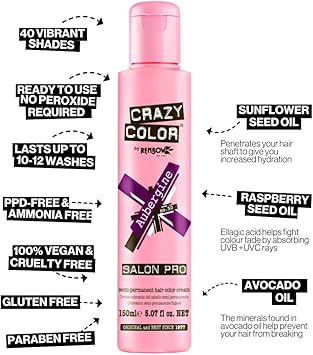 Crazy Color Aubergine SemiPermanent Hair Dye Highly Pigmented Wine Purple Conditioning Oil Nourishing Vegan Formula No Bleach or Ammonia Limited Edition 150ml Size - Image 4