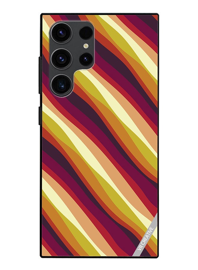 VR CREATIVE Protective Case Cover For Samsung Galaxy S23 Ultra 5G Colorful With Curved Lines Pattern2 Design Multicolour - Image 1