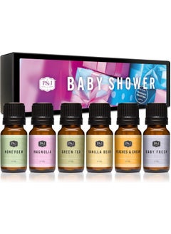 P&J Trading P&J Trading Fragrance Oil Baby Shower Set | Fresh Peaches & Cream, Green Tea, Magnolia, Honeydew, Vanilla Bean Candle Scents for Candle Making, Soap Making Supplies 