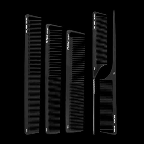Fromm Limitless 7.5" Carbon Basin Comb with Rounded Tips and Sectioning Tooth for Cutting, Sectioning, Styling, and Detangling, Heat Resistant to 450°F - Image 4
