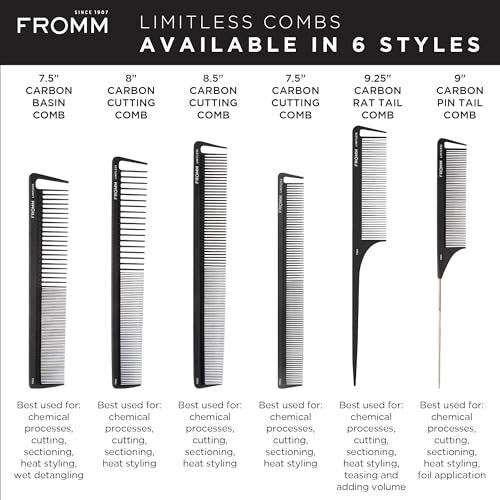 Fromm Limitless 7.5" Carbon Basin Comb with Rounded Tips and Sectioning Tooth for Cutting, Sectioning, Styling, and Detangling, Heat Resistant to 450°F - Image 3