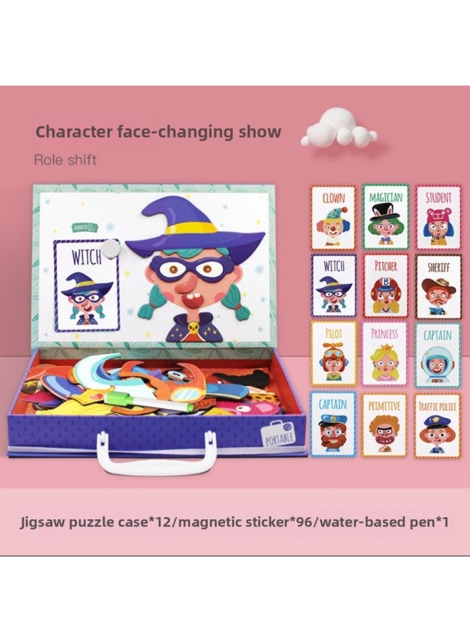 Children's Magnetic Puzzle Toy 2-3-4-5 Years Old Boys And Girls Baby Early Education Children's Intelligence-Color:Character Face Changing Show - Image 1