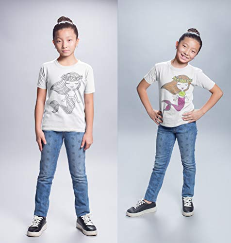 DaVinci in You Coloring Shirt for Girls - Kit with 10 Fabric Markers and Alphabet Stencil (Mermaid, 8/9) - Image 3