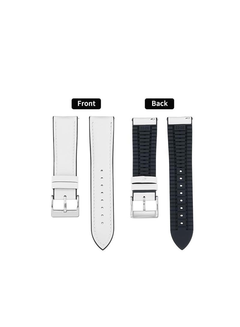 سوار سيليكون جلدي مقاس 22 مم متوافق مع سوار مقاس 22 مم لساعة CMF من Nothing Watch Pro 2 الذكية مقاس 1.32 بوصة - (السوار فقط) أحزمة سوار ذكية... مشبك فضي أبيض - Image 2