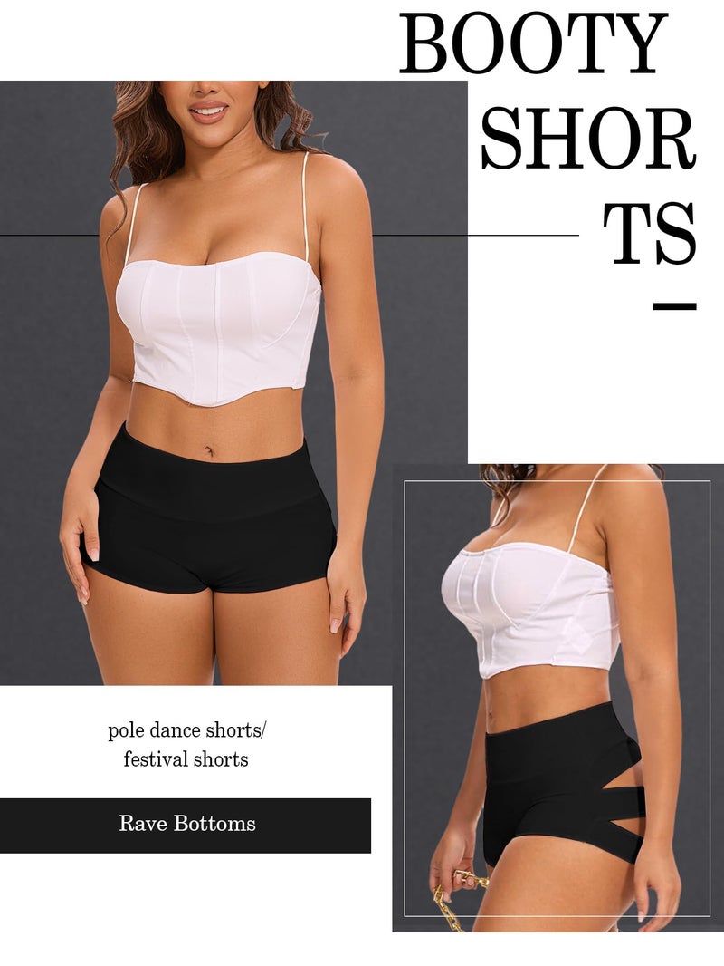 Boudaner Cut Out Yoga Shorts Booty Butt Lifting Scrunch Shorts High Waisted Workout Gym Active Hot Pants Medium #1 Black - Image 4