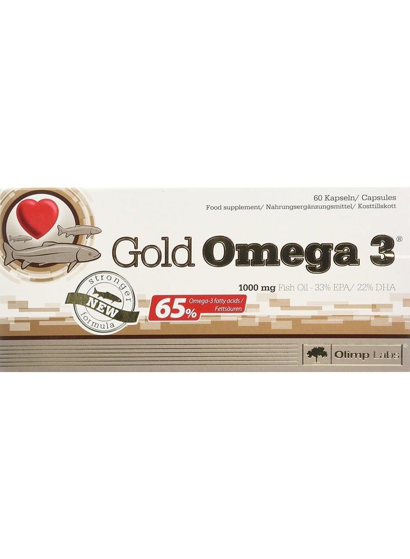 Gold Omega 3 65% Fish Oil 60 Softgel Capsules – High Strength Omega-3 Supplement, Easy-to-Swallow, Daily Nutritional Support