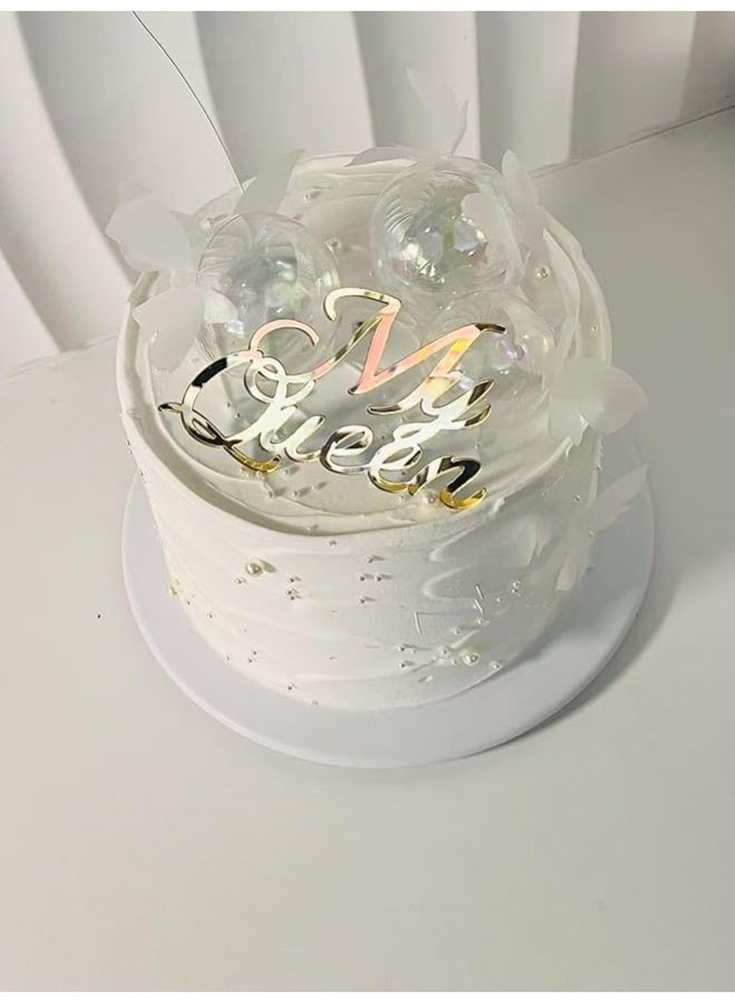 "My Queen" Acrylic Cake Decor - Elegant Birthday Decor - Topper for Bridal Shower, Anniversary & Birthday Celebrations - Image 2