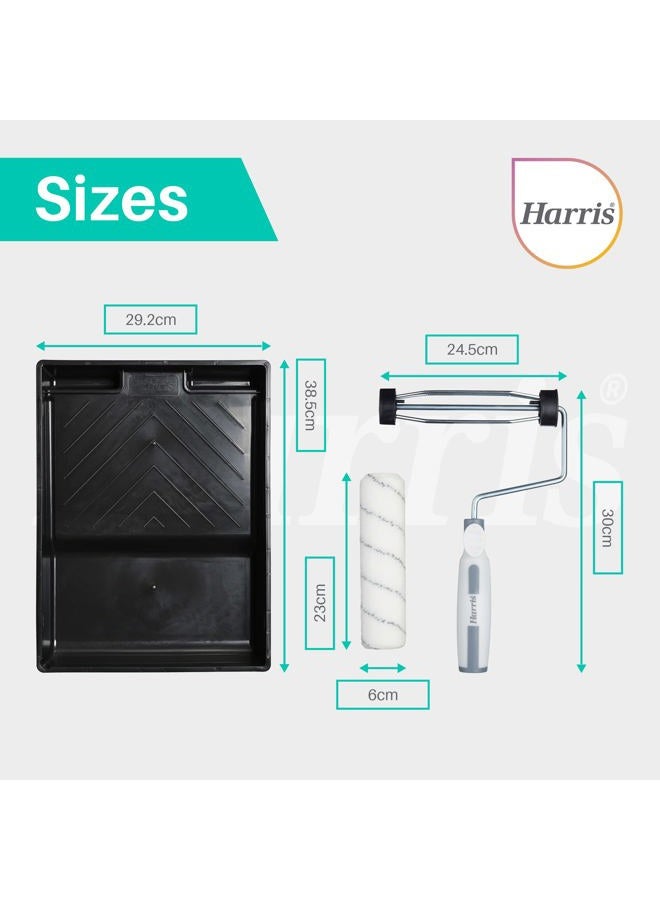 Harris 102012009 Seriously Good Walls & Ceilings Paint Roller Set 9in | Includes 1 x 9" Frame, 4 x 9" Medium Pile Roller Sleeves & Tray | 9" - Image 3