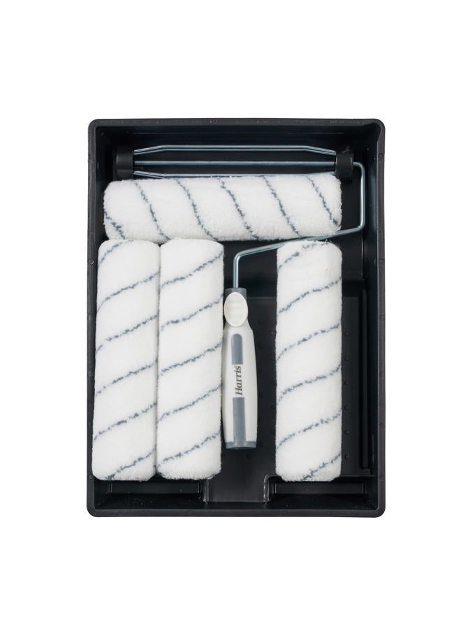 Harris 102012009 Seriously Good Walls & Ceilings Paint Roller Set 9in | Includes 1 x 9" Frame, 4 x 9" Medium Pile Roller Sleeves & Tray | 9" - Image 1