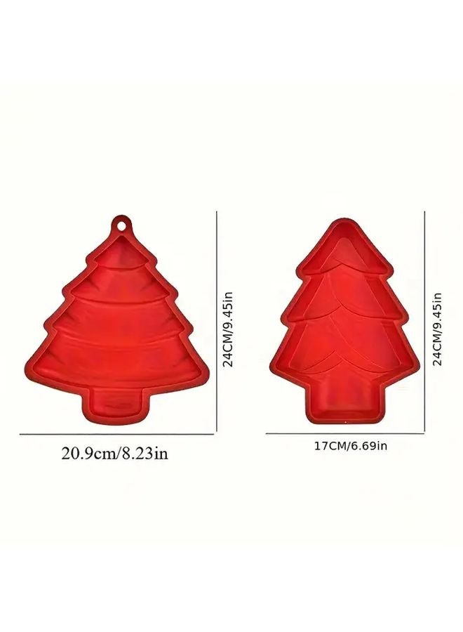 Red Christmas Tree Cake Mold Non Stick Silicone Baking Pan Star Round Edges Easy Release - Image 3
