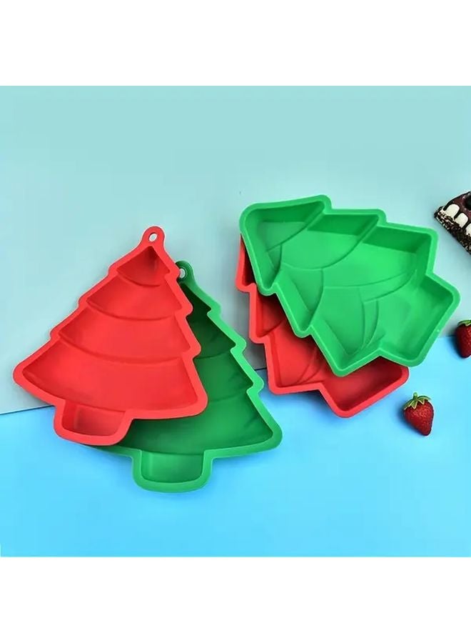 Red Christmas Tree Cake Mold Non Stick Silicone Baking Pan Star Round Edges Easy Release - Image 2