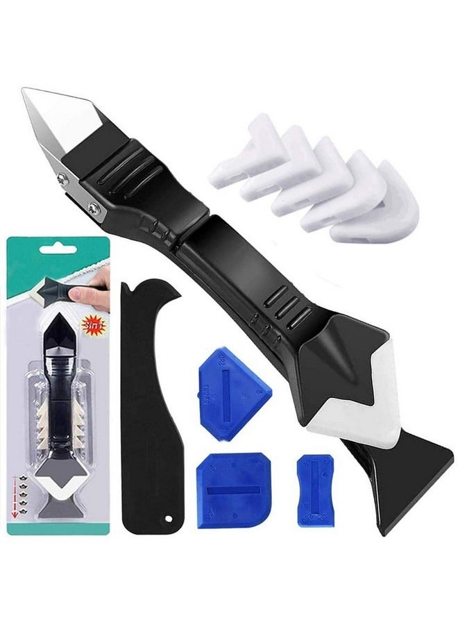 Beauenty 3 in 1 Caulking Finishing Tools,Silicone Caulking Tool, Caulk Remover Tool and Grout Removal Tool, Caulk Remover, Silicone Caulking Tool Kit, with 4pc Glass Glue Angle Scraper  - Image 1