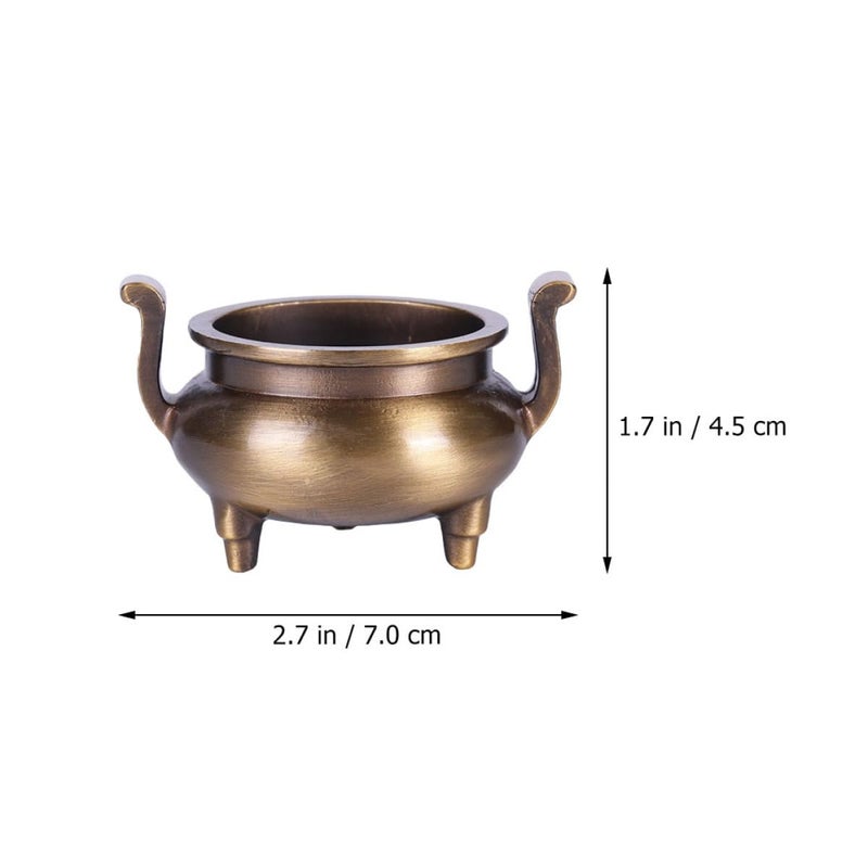 Brass Copper Incense Burner With Handles 3 Legged Home Censer For Meditation Aromatherapy - Image 3